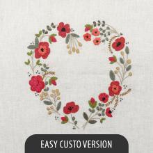 Rouge coquelicots (June embroidered heart) - EASY CUSTO