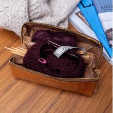 Large leather pouch - Camel