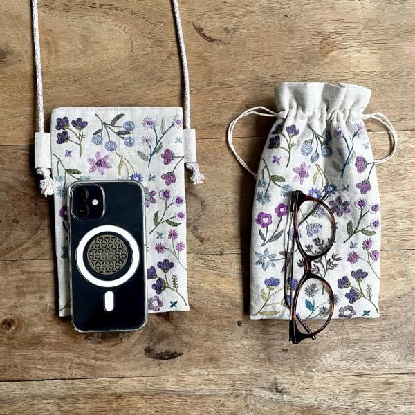 Floral case - Purple (for glasses or mobile phone)
