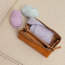 Large leather pouch - Camel
