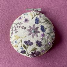 Floral pin cushion - Purple