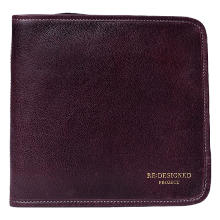 Pochette des brodeuses en cuir cerise foncé